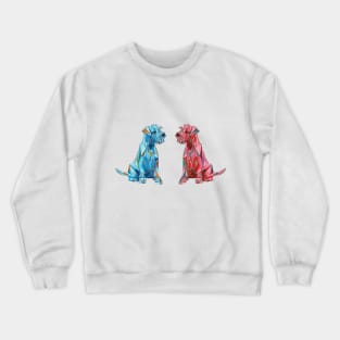 Red and Blue Polygonal Schnauzers Looking at Each Other Crewneck Sweatshirt